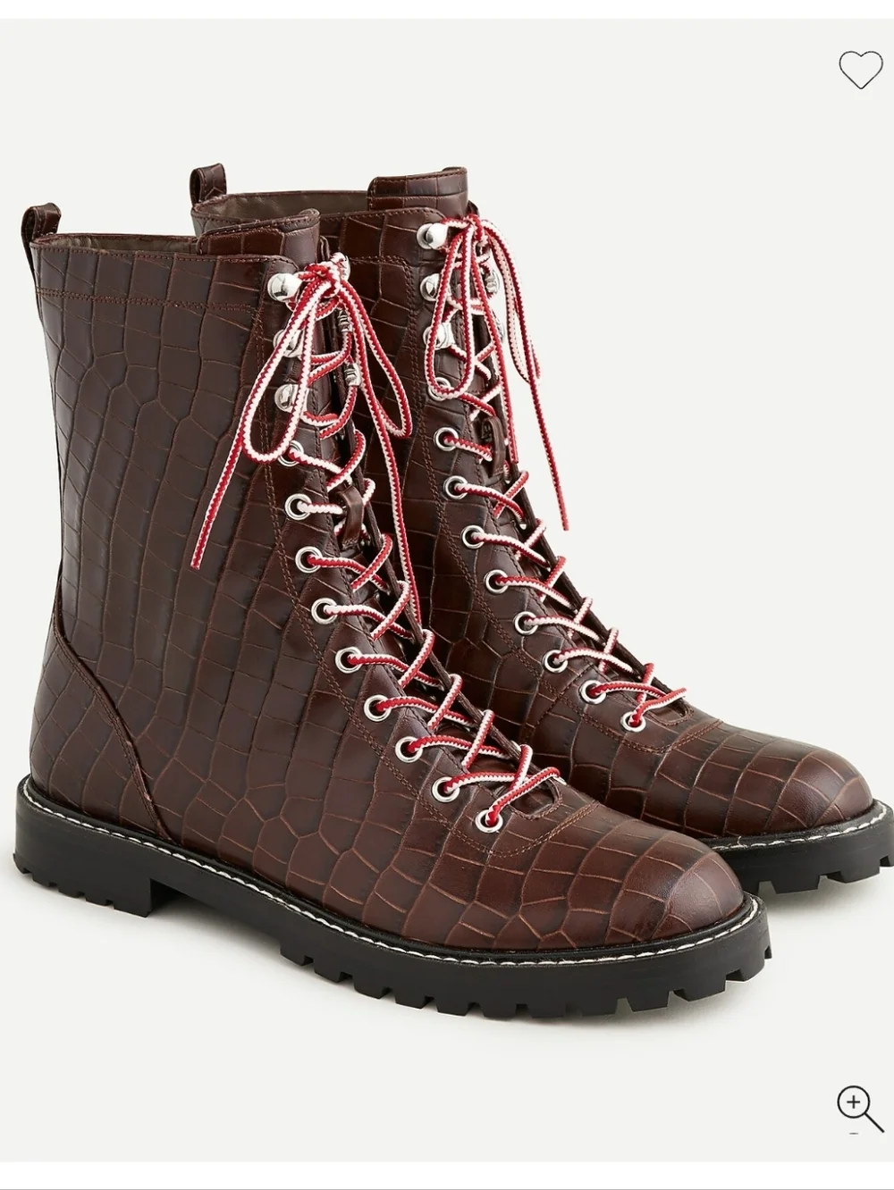 J. Crew Crocodile Embossed leather Lace-up Military Combat Style Boots